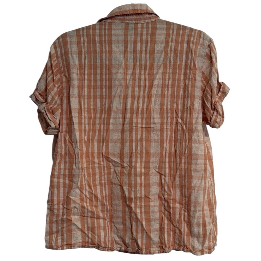 🌻 Universal Thread Orange and Cream Plaid Button Down Short Sleeve Top - Picture 5 of 5